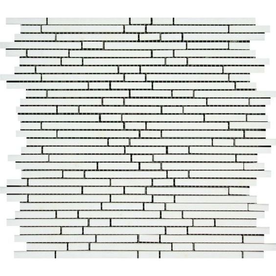 Thassos White Marble Honed ( Single-Color Thassos ) Bamboo Sticks Mosaic-Marble Mosaic-American Tile Depot