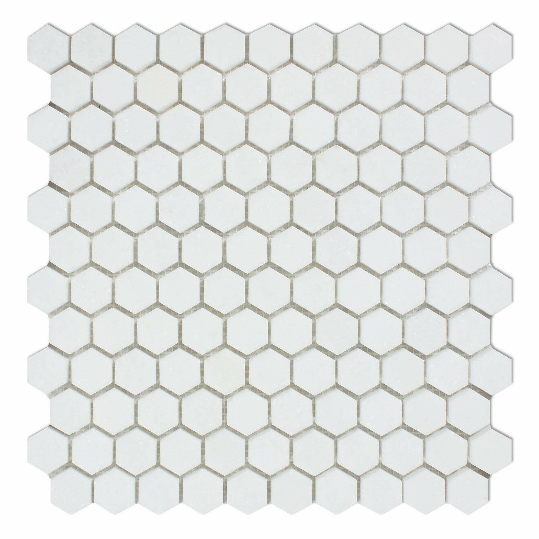 Thassos White Marble Polished 1" Mini Hexagon Mosaic Tile-Marble Mosaic-American Tile Depot