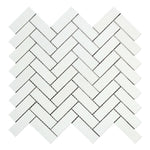 Thassos White Marble Polished 1 x 3 Herringbone Mosaic Tile-Marble Mosaic-American Tile Depot