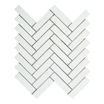 Thassos White Marble Polished 1 x 4 Herringbone Mosaic Tile-Marble Mosaic-American Tile Depot