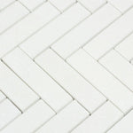 Thassos White Marble Polished 1.25 x 6 Herringbone Mosaic Tile-Marble Mosaic-American Tile Depot