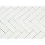 Thassos White Marble Polished 1.25 x 6 Herringbone Mosaic Tile-Marble Mosaic-American Tile Depot