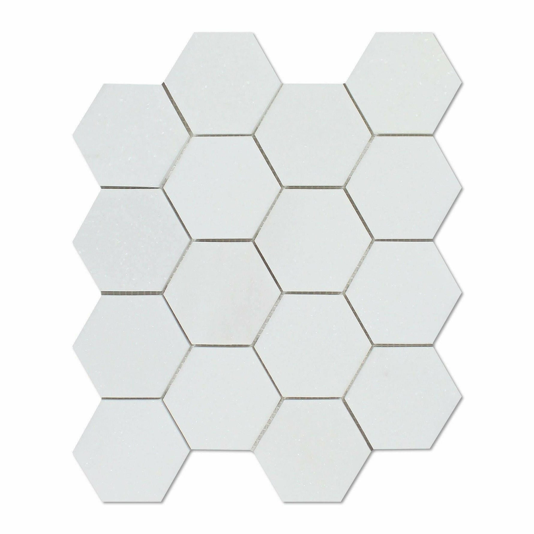 Thassos White Marble Polished 3" Hexagon Mosaic Tile-Marble Mosaic-American Tile Depot