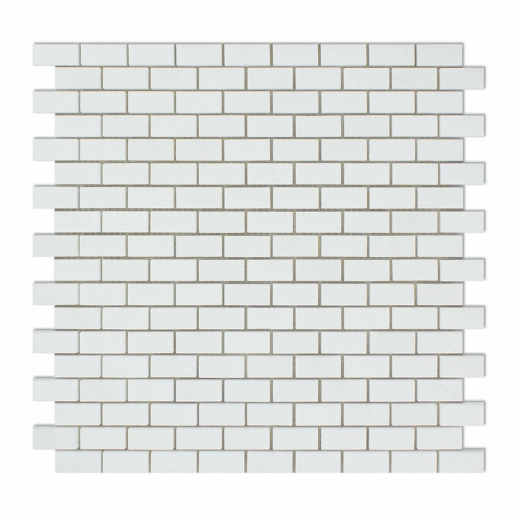 Thassos White Marble Polished Baby Brick Mosaic Tile-Marble Mosaic-American Tile Depot