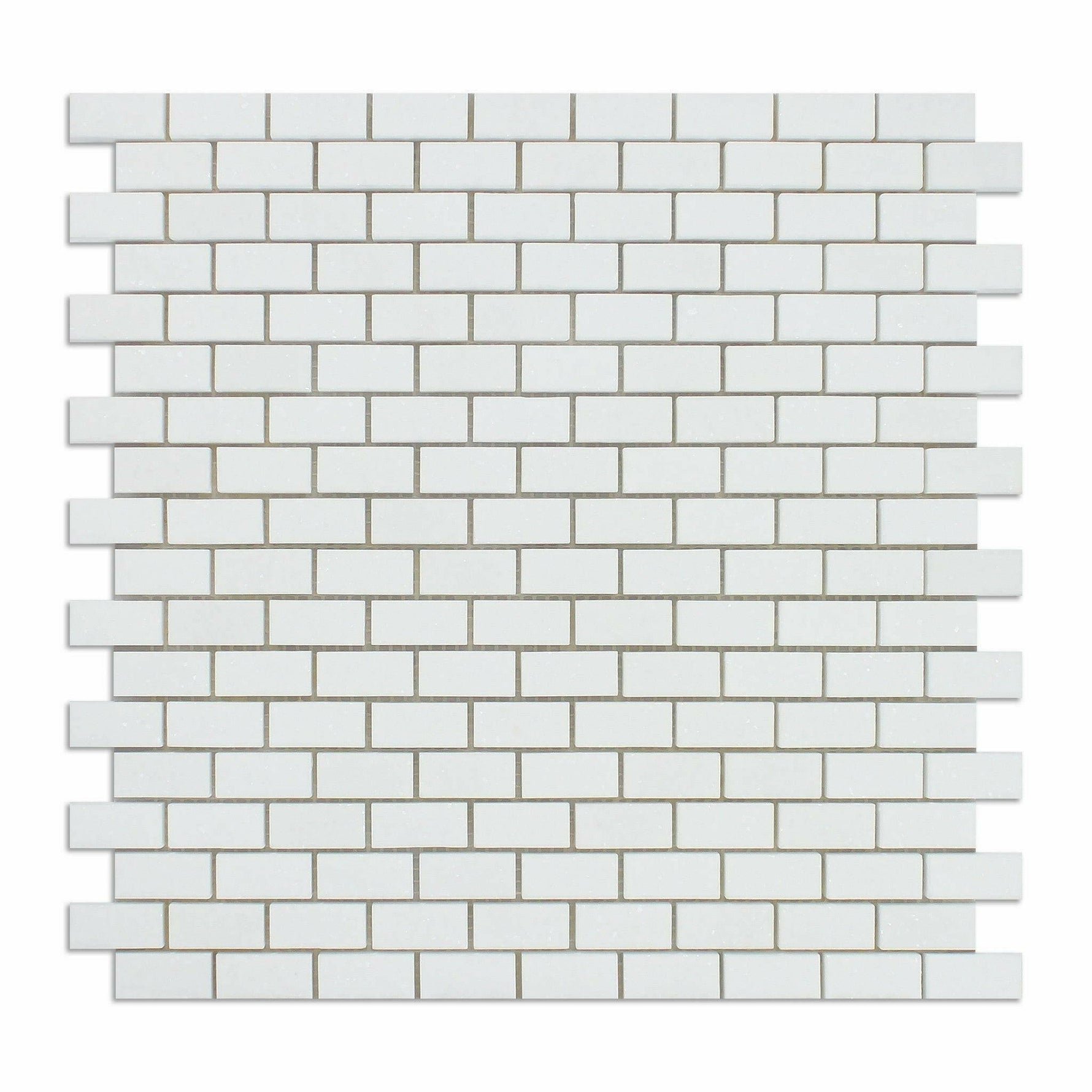 Thassos White Marble Polished Baby Brick Mosaic Tile-Marble Mosaic-American Tile Depot