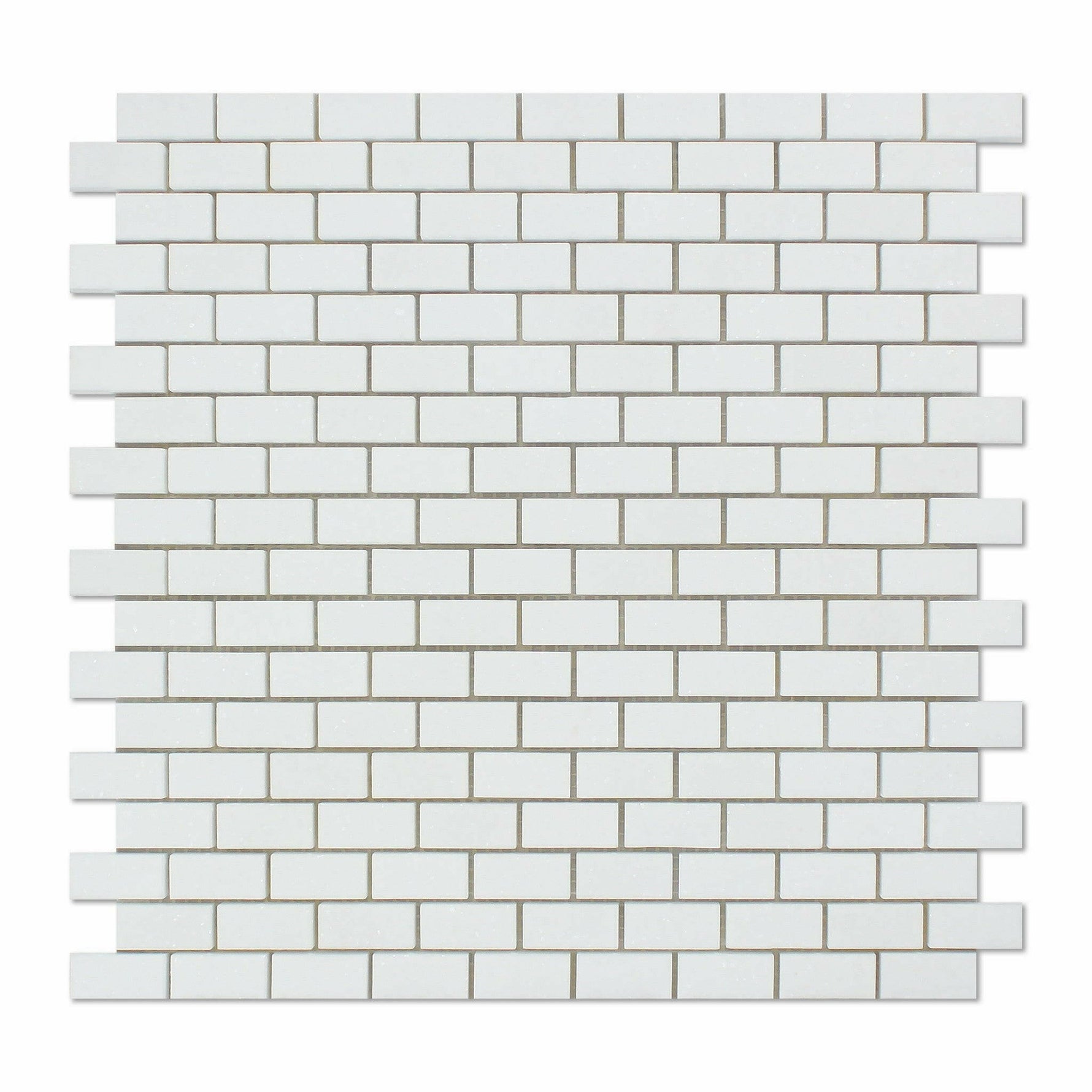 Thassos White Marble Polished Baby Brick Mosaic Tile-Marble Mosaic-American Tile Depot