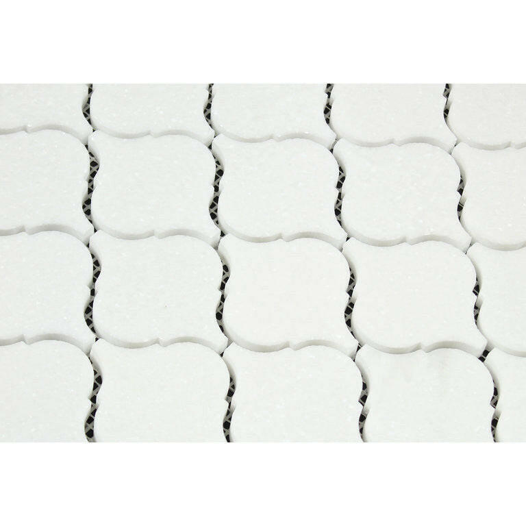 Thassos White Marble Polished Lantern Arabesque Mosaic Tile-Marble Mosaic-American Tile Depot