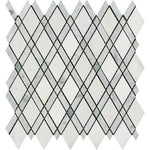 Thassos White Marble Polished Lattice Mosaic Tile w / Ming Green Dots-Marble Mosaic-American Tile Depot