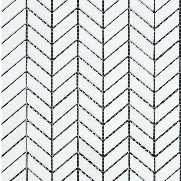 Thassos White Marble Polished Mini Chevron Mosaic Tile-Marble Mosaic-American Tile Depot