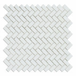 Thassos White Marble Polished Mini Herringbone Mosaic Tile-Marble Mosaic-American Tile Depot