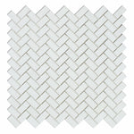 Thassos White Marble Polished Mini Herringbone Mosaic Tile-Marble Mosaic-American Tile Depot