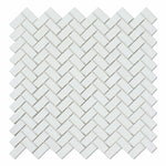 Thassos White Marble Polished Mini Herringbone Mosaic Tile-Marble Mosaic-American Tile Depot