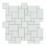 Thassos White Marble Polished Mini Versailles Mosaic Tile-Marble Mosaic-American Tile Depot