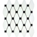 Thassos White Marble Polished Octave Pattern Mosaic Tile w/ Black Dots-Marble Mosaic-American Tile Depot