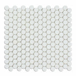 Thassos White Marble Polished Penny Round Mosaic Tile-Marble Mosaic-American Tile Depot