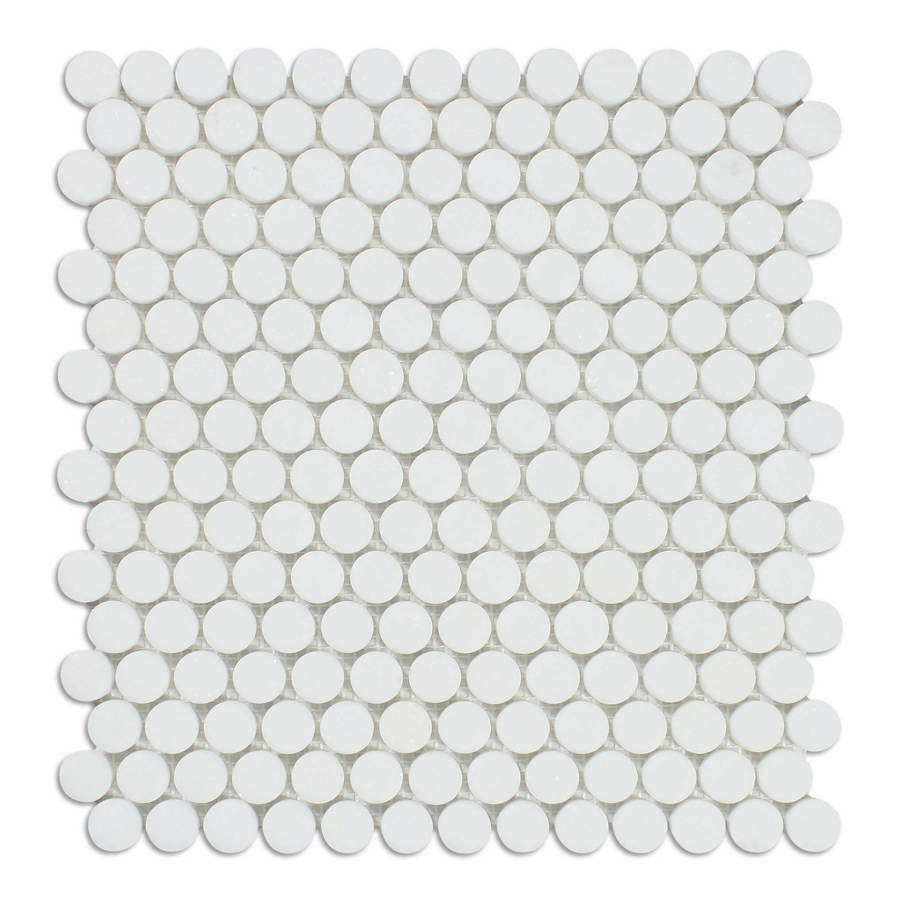 Thassos White Marble Polished Penny Round Mosaic Tile-Marble Mosaic-American Tile Depot