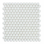 Thassos White Marble Polished Penny Round Mosaic Tile-Marble Mosaic-American Tile Depot