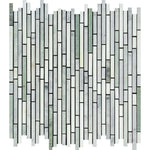 Thassos White Marble Polished Tricolor ( Thassos +Carrara +Ming-Green ) Bamboo Sticks Mosaic-Marble Mosaic-American Tile Depot