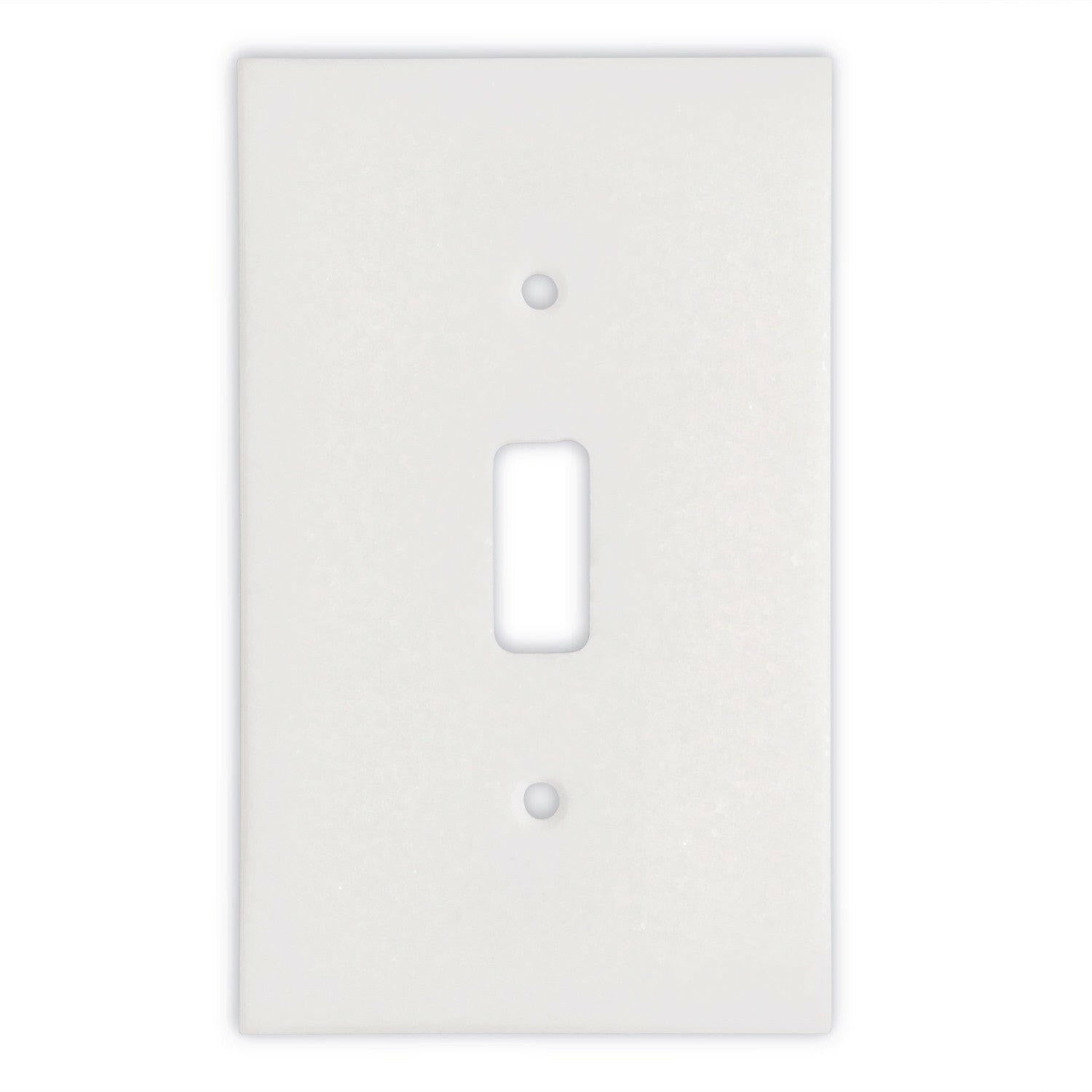 Thassos White Marble Single Toggle Switch Wall Plate / Switch Plate / Cover - Honed-Marble Wall/Switch Plate-American Tile Depot