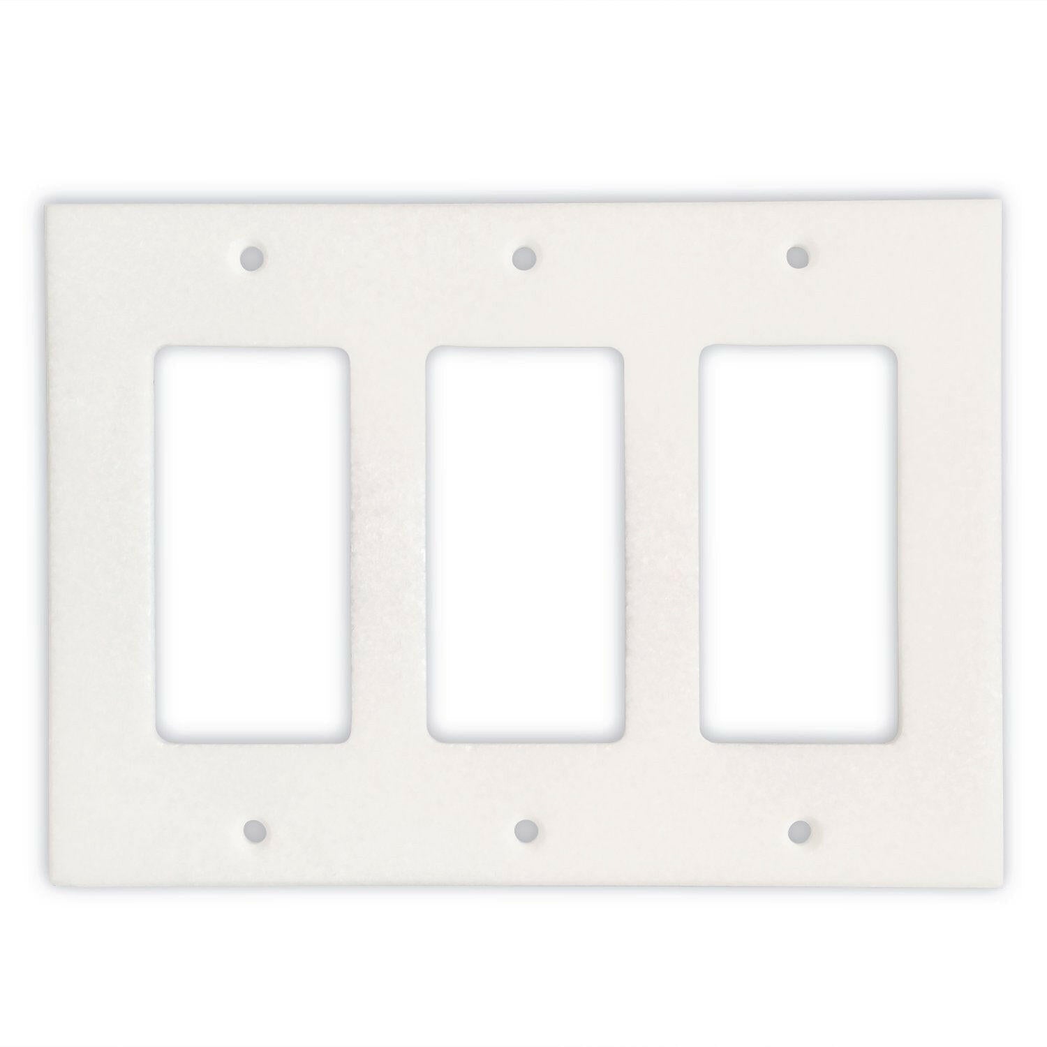 Thassos White Marble Triple Rocker Switch Wall Plate / Switch Plate / Cover - Honed-Marble Wall/Switch Plate-American Tile Depot