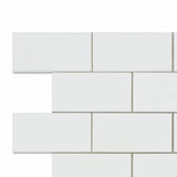 2 X 4 Thassos White Marble Honed Brick Mosaic Tile-Marble Mosaic-American Tile Depot