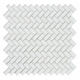 Thassos White Marble Honed Mini Herringbone Mosaic Tile