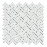 Thassos White Marble Honed Mini Herringbone Mosaic Tile