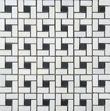 Thassos White Marble Polished Pinwheel Mosaic Tile w/ Black Dots