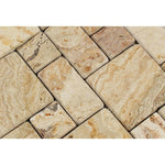 Valencia Travertine 3-Pieced Mini-Pattern Tumbled Mosaic Tile-Travertine Mosaic-American Tile Depot