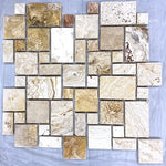 Valencia Travertine Tumbled Micro-Pattern (Mini Versailles) Mosaic Tile-Travertine Mosaic-American Tile Depot