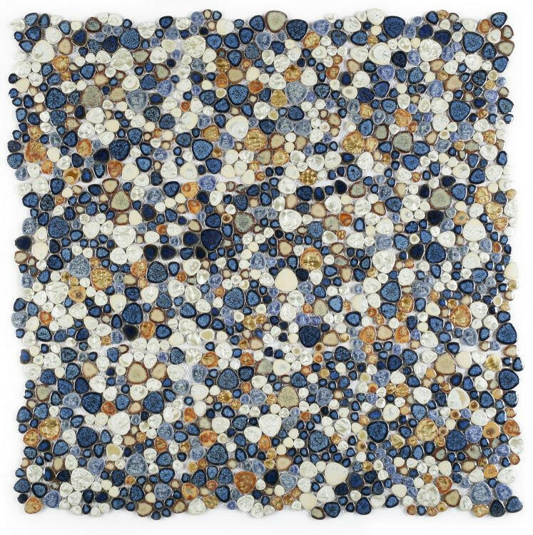 Venus Night Blue Pebble Porcelain Mosaic Tile-Porcelain Mosaic-American Tile Depot