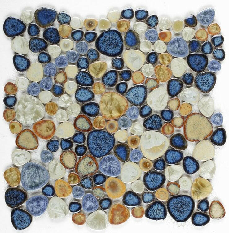 Venus Night Blue Pebble Porcelain Mosaic Tile-Porcelain Mosaic-American Tile Depot