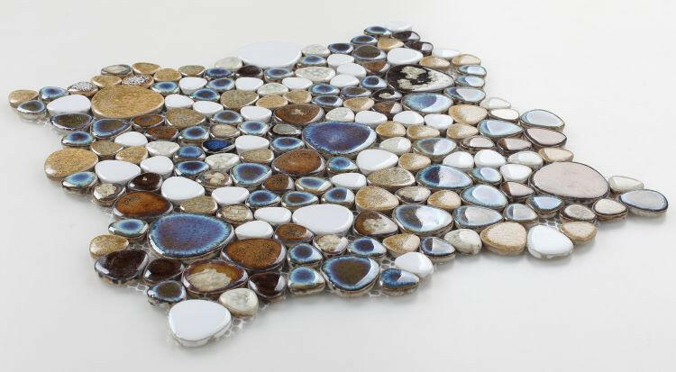 Venus Night Mango Pebble Porcelain Mosaic Tile-Porcelain Mosaic-American Tile Depot