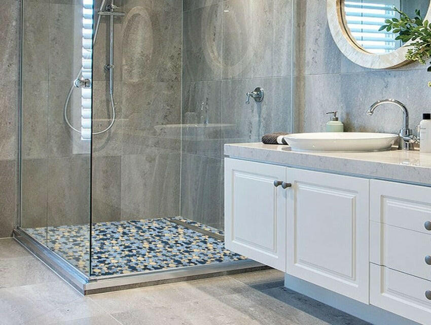 Venus Night Ocean Pebble Porcelain Mosaic Tile-Porcelain Mosaic-American Tile Depot