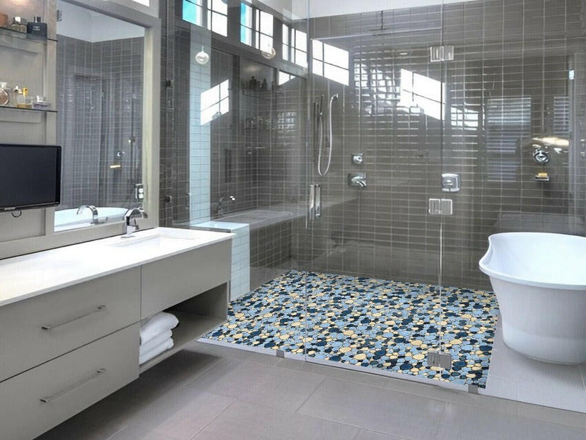 Venus Night Ocean Pebble Porcelain Mosaic Tile-Porcelain Mosaic-American Tile Depot