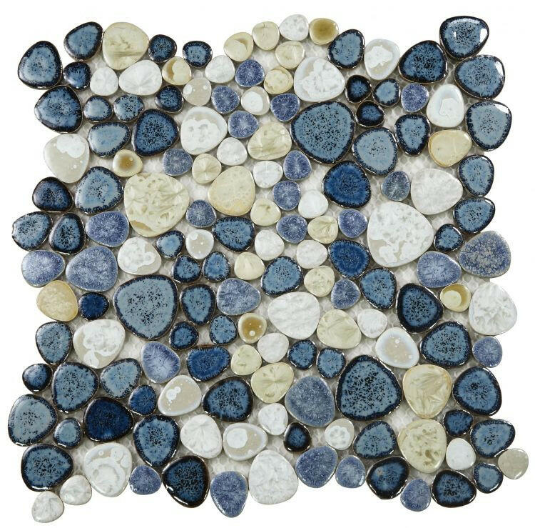 Venus Night Ocean Pebble Porcelain Mosaic Tile-Porcelain Mosaic-American Tile Depot