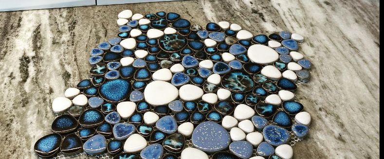 Venus Night Royal Blue Pebble Porcelain Mosaic Tile-Porcelain Mosaic-American Tile Depot