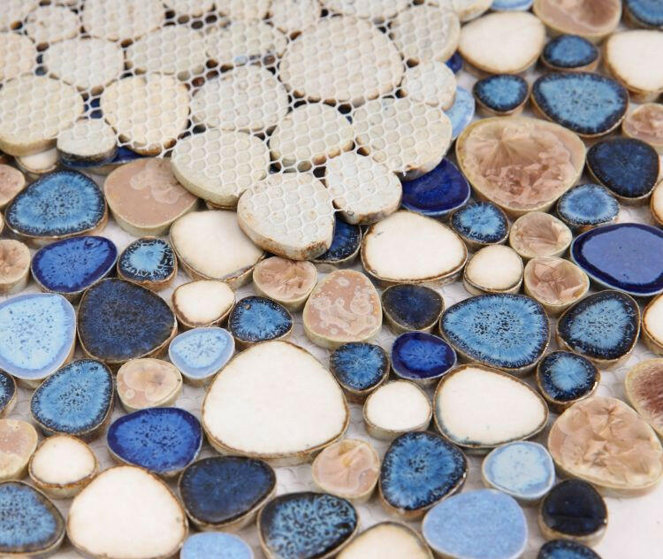 Venus Night Seaside Pebble Porcelain Mosaic Tile-Porcelain Mosaic-American Tile Depot