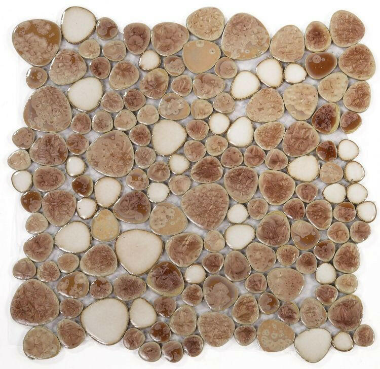 Venus Noon Earth Pebble Porcelain Mosaic Tile-Porcelain Mosaic-American Tile Depot