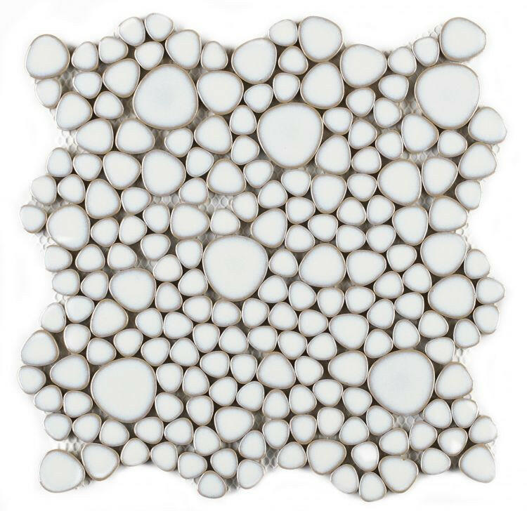 Venus Noon Fancy White Pebble Porcelain Mosaic Tile-Porcelain Mosaic-American Tile Depot