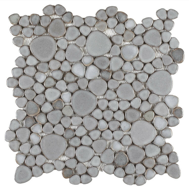 Venus Noon Grey Pebble Porcelain Mosaic Tile-Porcelain Mosaic-American Tile Depot