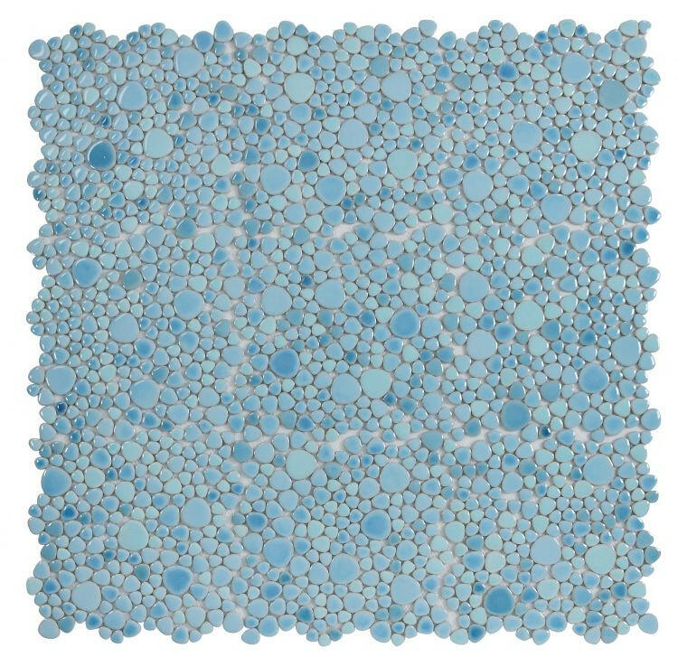 Venus Noon Jewel Blue Pebble Porcelain Mosaic Tile-Porcelain Mosaic-American Tile Depot