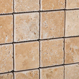 2 X 2 Walnut Travertine Tumbled Mosaic Tile