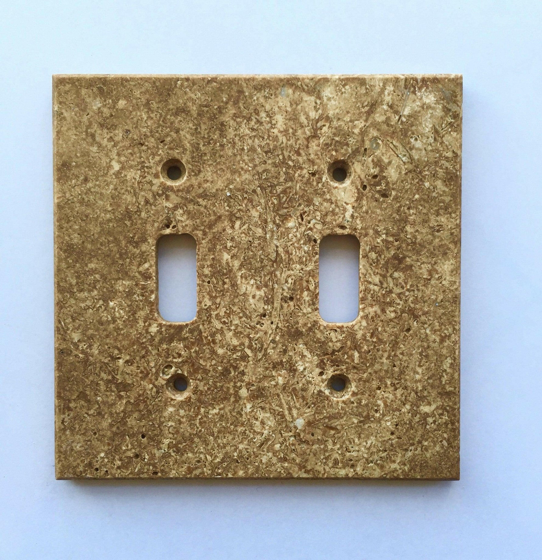 Walnut Travertine Double Toggle Switch Wall Plate / Switch Plate / Cover - Honed-Travertine Wall/Switch Plate-American Tile Depot