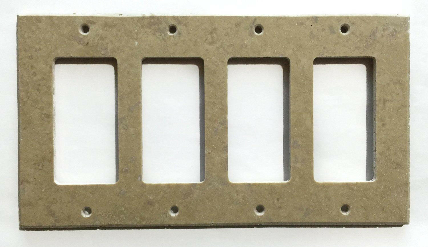 Walnut Travertine Quadruple Rocker Switch Wall Plate / Switch Plate / Cover - Honed-Travertine Wall/Switch Plate-American Tile Depot