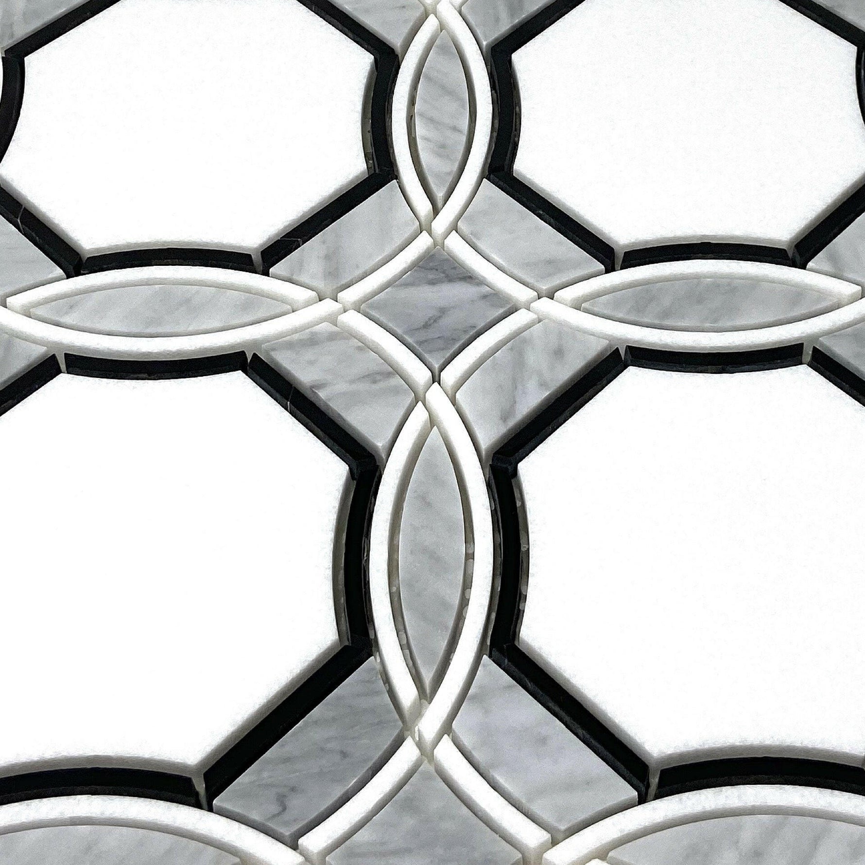 Waterjet Large Octagon Marble Polished Mosaic Tile-Marble Mosaic-American Tile Depot