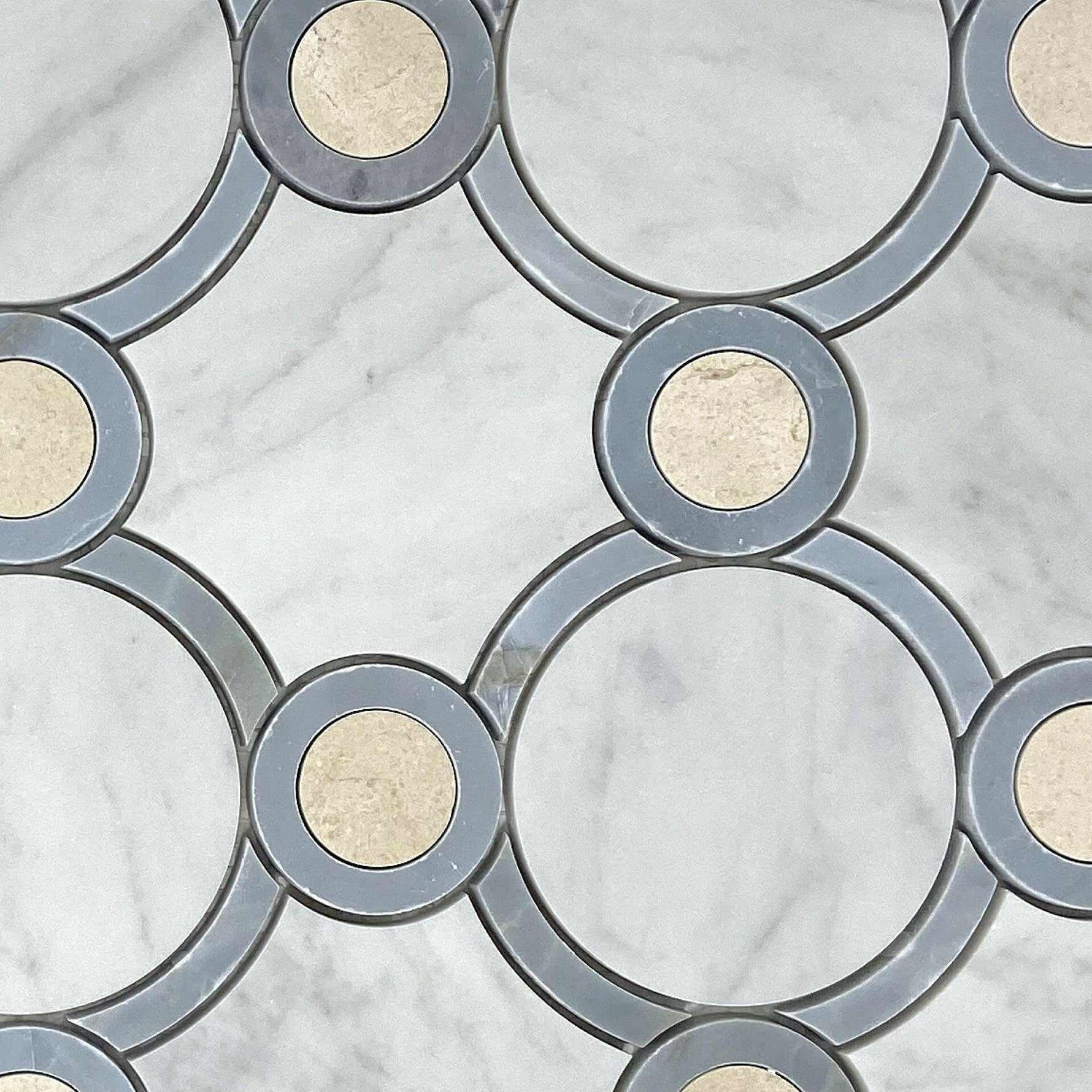 Waterjet Round Marble Polished Mosaic Tile-Marble Mosaic-American Tile Depot