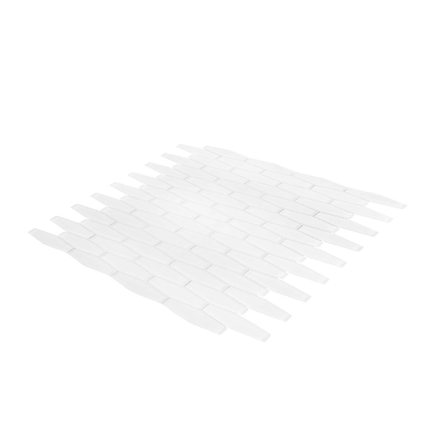 White Elongated Hexagon Glass Mosaic Tile-Glass Mosaic-American Tile Depot