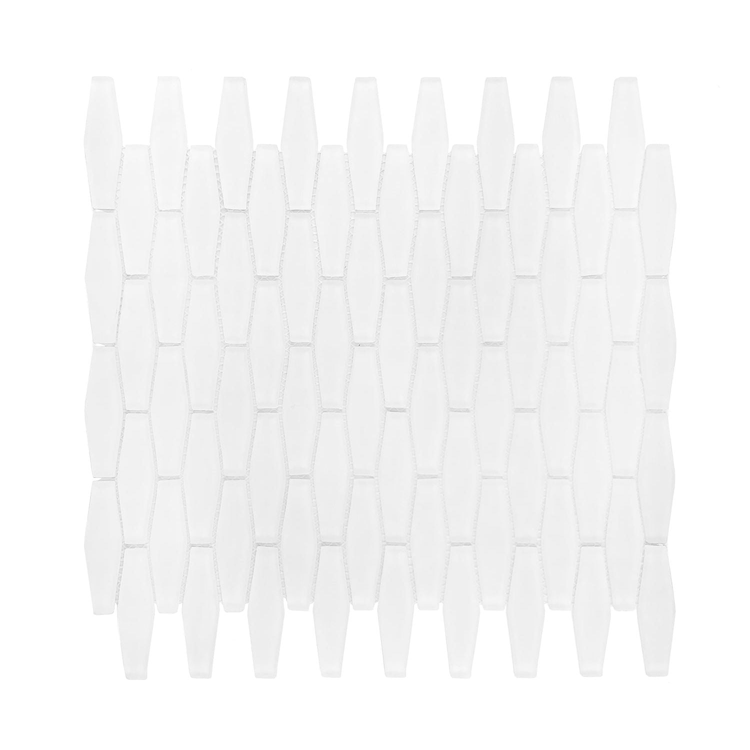 White Elongated Hexagon Glass Mosaic Tile-Glass Mosaic-American Tile Depot