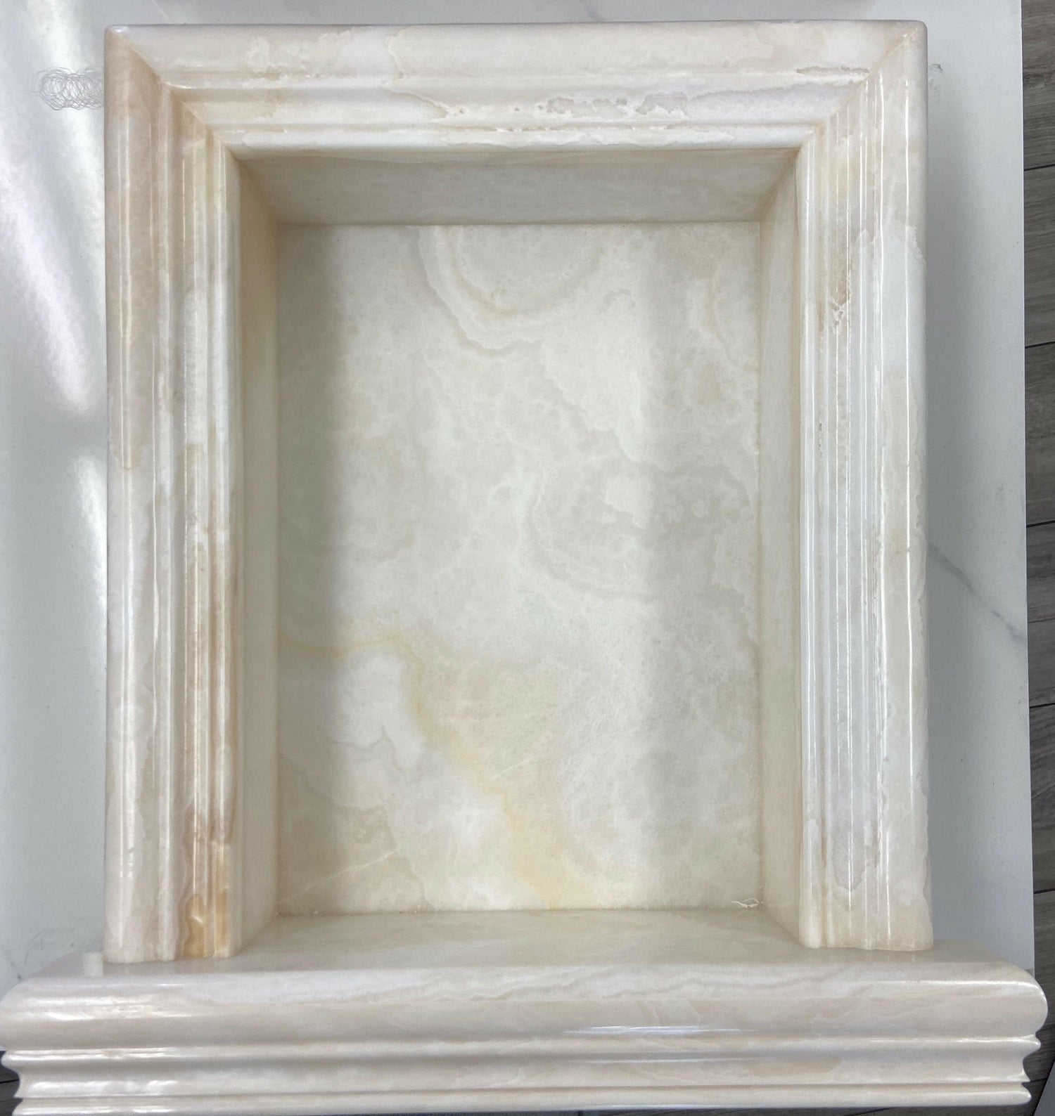 White Onyx CROSS-CUT-Hand Made Custom Shampoo Niche / Shelf - LARGE - Polished-Accessories-American Tile Depot